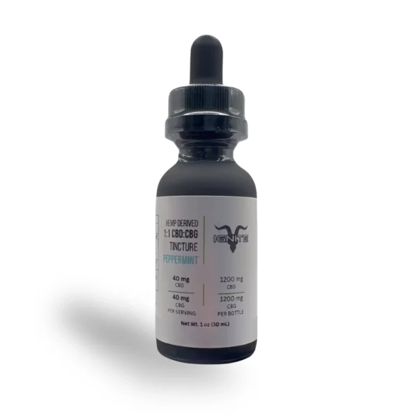 Óleo de CBD e CBG Ignite Sabor Menta 40mg/mL de CBD e 40mg/mL de CBG - 1200mg CBD e 1200mg CBG - Peppermint - Full Spect