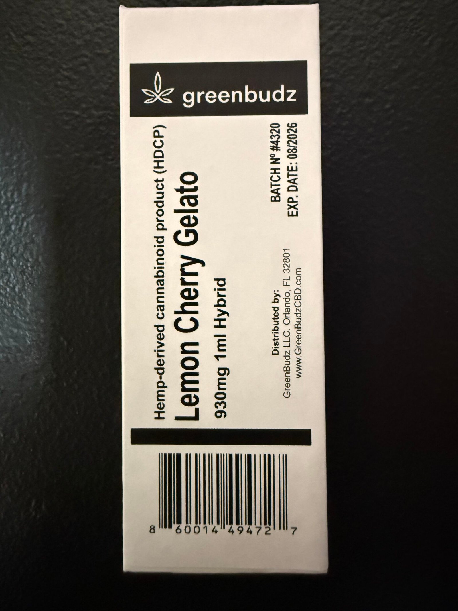 HDCP - Lemon Cherry Gelato 930mg 1ml Hybrid